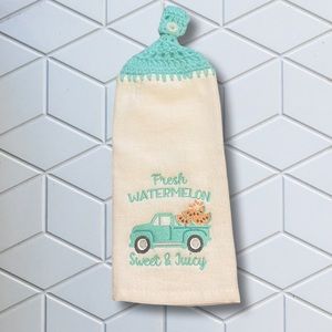 Fresh Watermelon Sweet & Juicy crochet tea towel